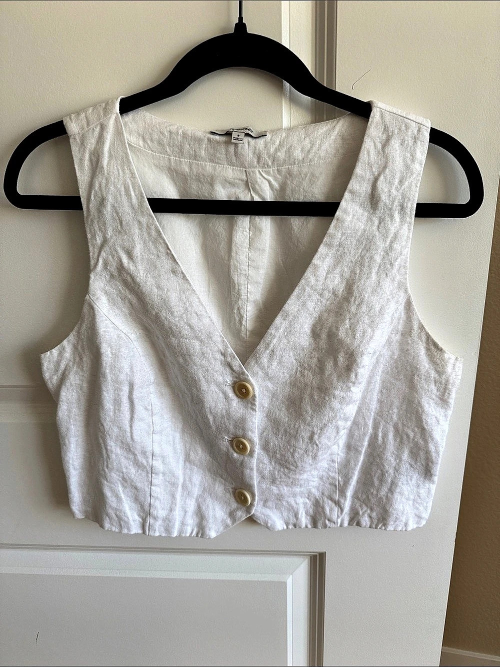 Madewell 100% Linen Katrina Crop Vest Top White Size 8